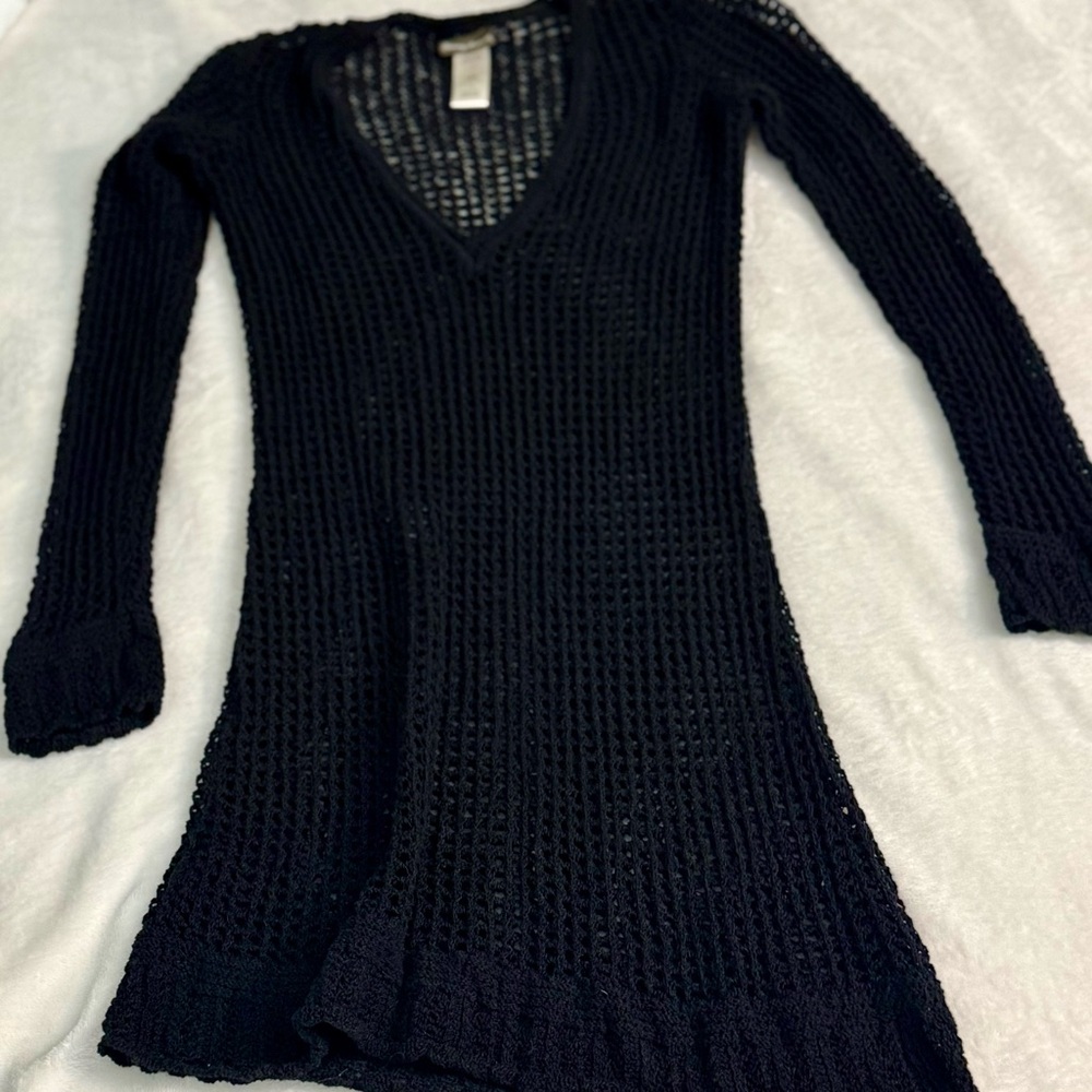 Tommy Bahama Black Knit Sweater Swim Beach Knit Tunic Cover Up